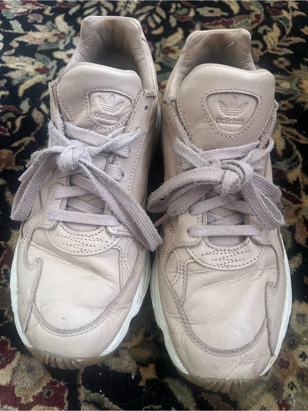adidas leather sneakers in light pink and white